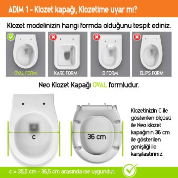 Aqua Bagno, Neo Klozet Kapağı, Beyaz, Yavaş Kapanan, PP