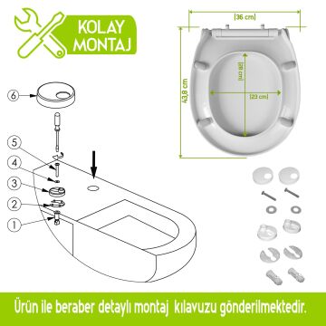 Aqua Bagno, Neo Klozet Kapağı, Beyaz, Yavaş Kapanan, PP