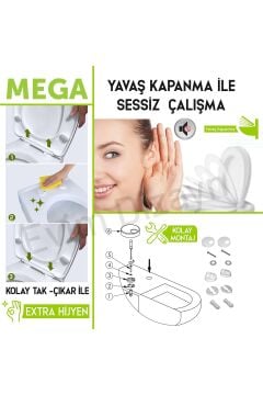 Aqua Bagno Mega Yavaş Kapanan Klozet Kapağı
