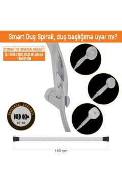 Aqua Bagno Smart Duş Hortumu - Spirali - Zinciri 150 cm.