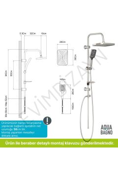Aqua Bagno Mega Kare Tepe Robot Duşu Seti - Parlak Krom