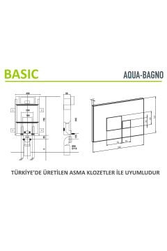 Basic Gömme Rezervuar -tuğla Tipi, Mat Siyah Kapak Set 2 Parça
