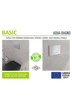 Basic Gömme Rezervuar -tuğla Tipi, Mat Krom Kapak Set 2 Parça