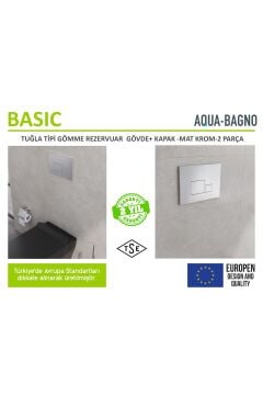 Basic Gömme Rezervuar -tuğla Tipi, Mat Krom Kapak Set 2 Parça