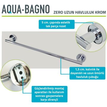 Aqua Bagno Zero Uzun Havluluk 50 Cm. Parlak krom