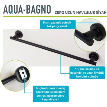 Aqua Bagno Zero Uzun Havluluk 50 Cm. Mat Siyah