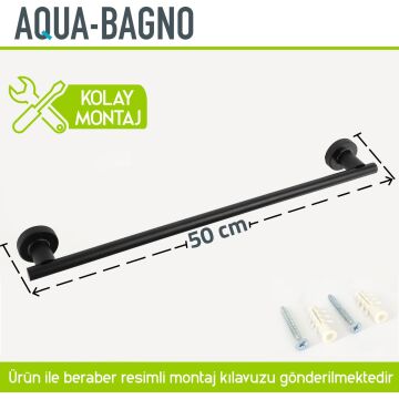 Aqua Bagno Zero Uzun Havluluk 50 Cm. Mat Siyah