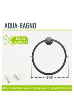Aqua Bagno Zero Yuvarlak Havluluk - Siyah