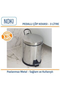 Noki - Pedallı Banyo ve Tuvalet Çöp Kovası 3 Lt.