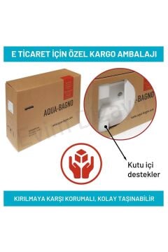 Aqua Bagno Plan Tezgah Üstü Kare Lavabo, 55x45 cm. Beyaz