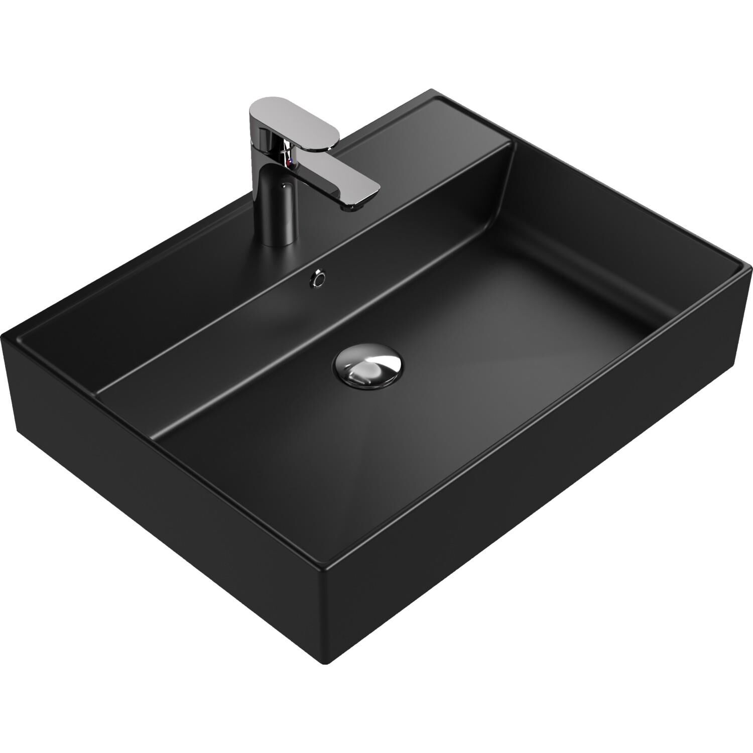 Aqua Bagno ''Plan'' Lavabo ,60 x 45 cm., mat siyah