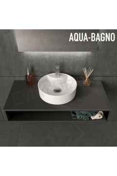 Aqua Bagno ''Bianzo'' Tezgah Üstü Lavabo, Batarya Delikli, 42 Cm Beyaz