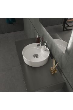 Aqua Bagno ''Bianzo'' Tezgah Üstü Lavabo, Batarya Delikli, 42 Cm Beyaz