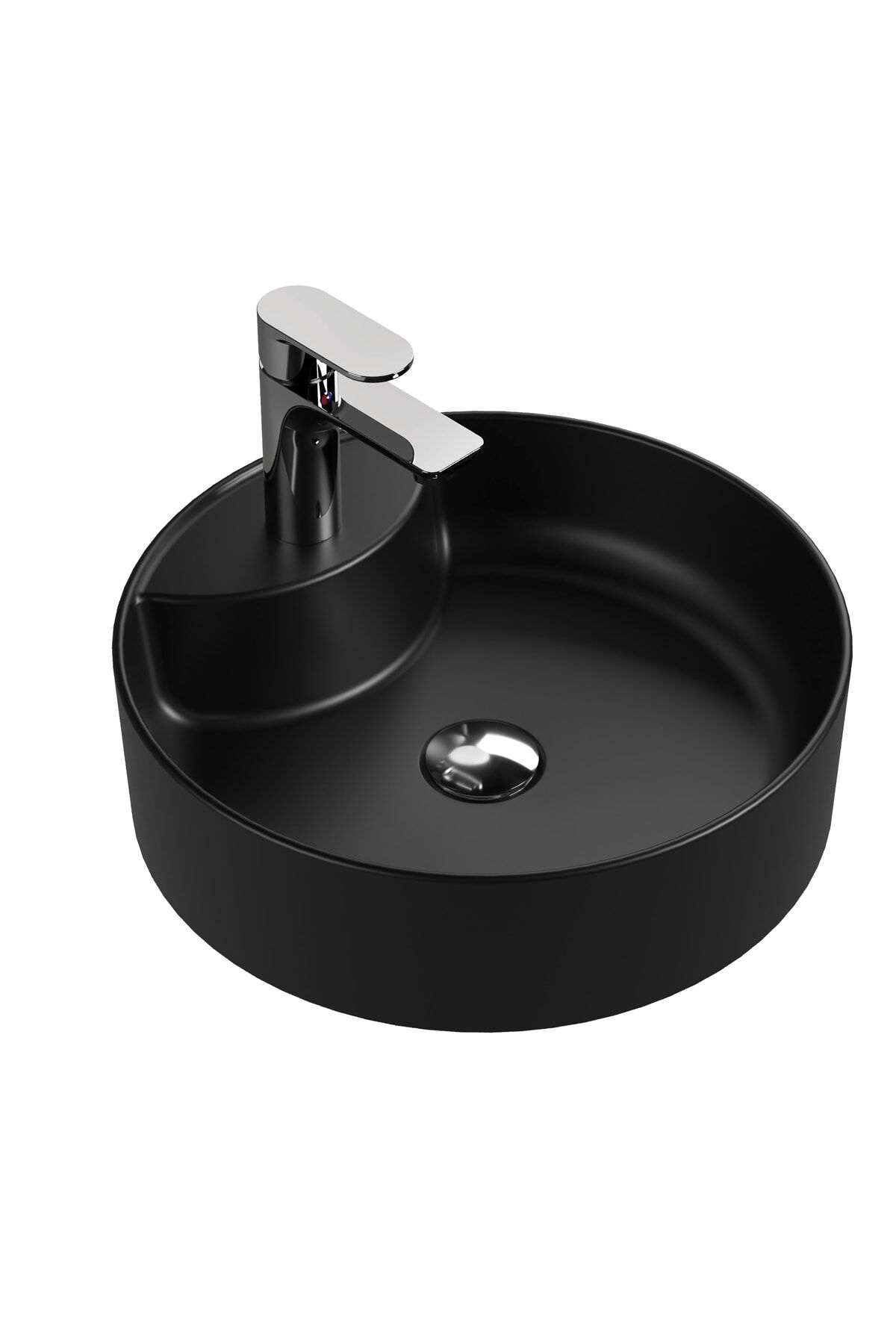 ''Bianzo'' Tezgah Üstü Lavabo, Batarya Delikli, 42 cm,  Mat Siyah