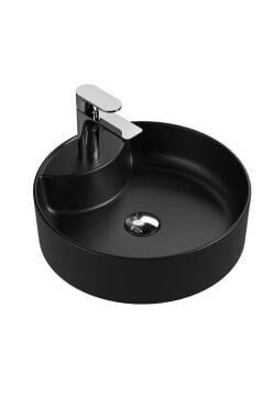 ''Bianzo'' Tezgah Üstü Lavabo, Batarya Delikli, 42 cm,  Mat Siyah