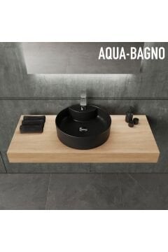 ''Bianzo'' Tezgah Üstü Lavabo, Batarya Delikli, 42 cm,  Mat Siyah