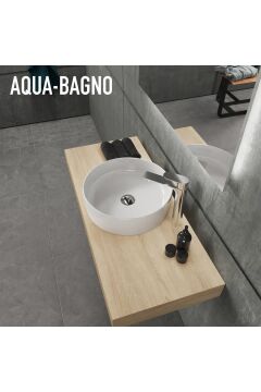 Aqua Bagno Bianzo Tezgah Üstü Çanak Lavabo, Batarya Deliksiz, 42 Cm Beyaz
