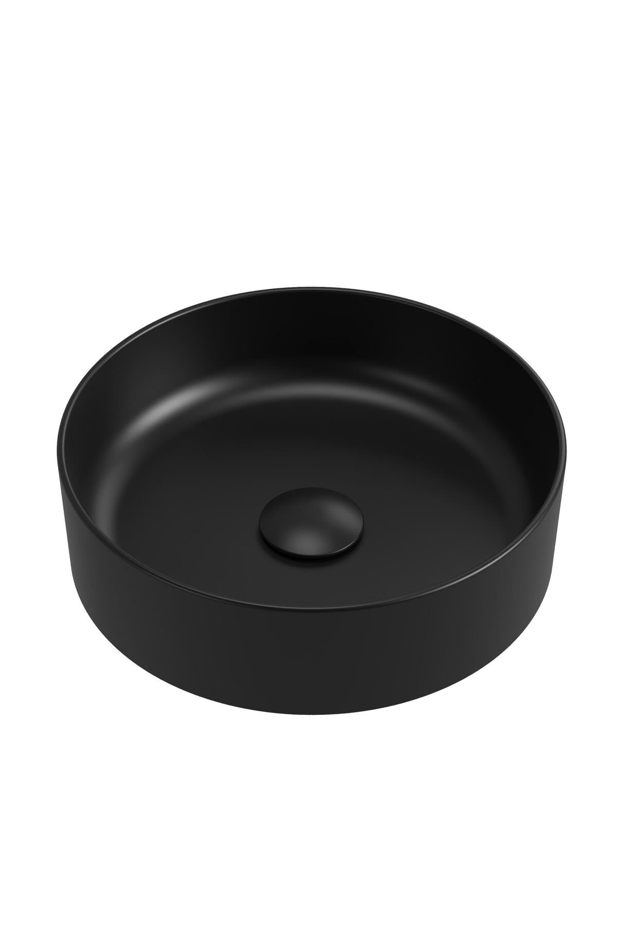 Aqua Bagno ''Bianzo'' Tezgah Üstü Lavabo, Batarya Deliksiz, 42 Cm Siyah Mat