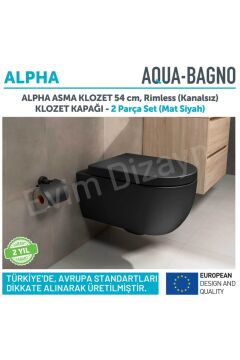 Alpha Asma Klozet Yavaş Kapanan Kapak -Mat Siyah 2'li Set