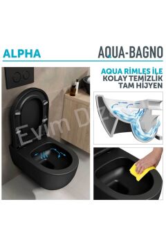 Alpha Asma Klozet Yavaş Kapanan Kapak -Mat Siyah 2'li Set