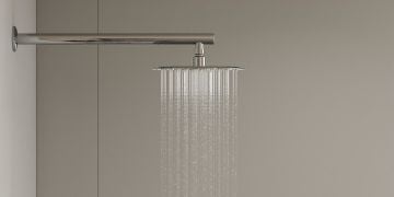 Aqua Bagno Largo Tepe Duşu  20x20 cm. ,Duvardan Duş Kolu 42,5 cm. Paslanmaz Krom - 2 Parça Set