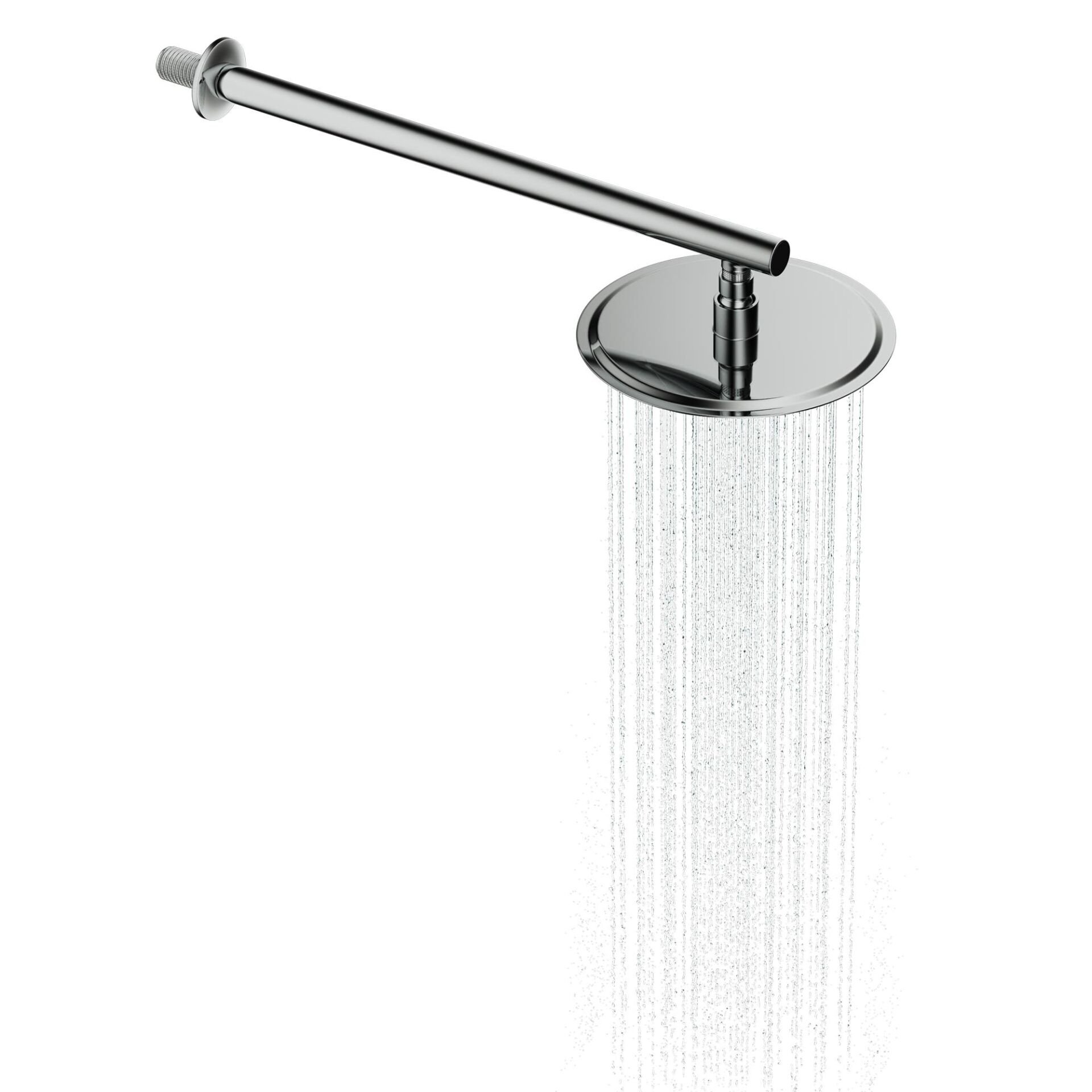 Aqua Bagno Largo Tepe Duşu  20x20 cm. ,Duvardan Duş Kolu 42,5 cm. Paslanmaz Krom - 2 Parça Set