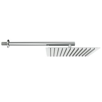 Aqua Bagno Mega Kare Tepe duşu  30x30 cm. , Duvardan Duş kolu 42,5 cm. Paslanmaz Krom - 2 Parça Set