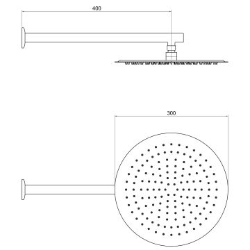 Aqua Bagno Largo Tepe duşu  30x30 cm. ,Duvardan Duş kolu 42,5 cm. Paslanmaz Krom - 2 Parça Set