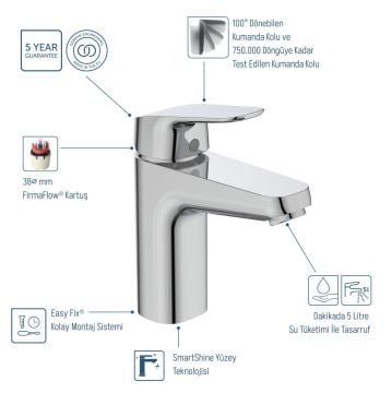 Ceraflex Grande Lavabo Bataryası-Chrome-Sifon Kumandasız