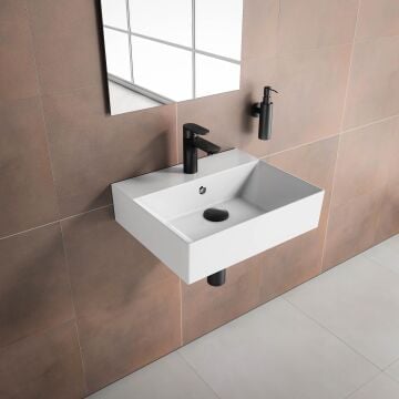 Isvea SistemaZ Tezgah Üstü Kare Lavabo 50x42  cm. Beyaz