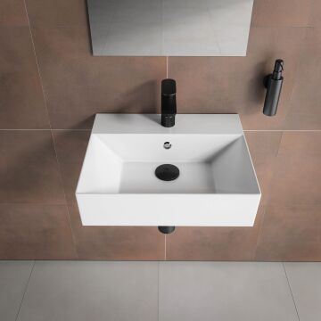 Isvea SistemaZ Tezgah Üstü Kare Lavabo 50x42  cm. Beyaz