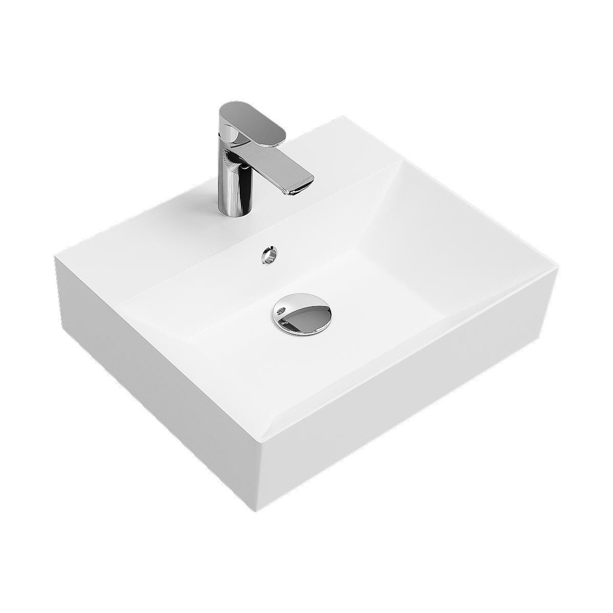 Isvea SistemaZ Tezgah Üstü Kare Lavabo 50x42  cm. Beyaz