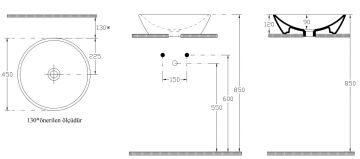 ISVEA SistemaY Soft Tezgah Üzeri Çanak  Lavabo 45 cm.Beyaz