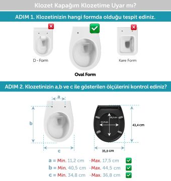 Aqua Bagno Smile Yavaş Kapanan Klozet Kapağı, Mat Siyah, Tak Çıkar, duroplast