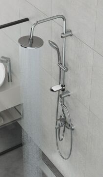Spring Basic  Tepe Robot Duşu +  Basic Banyo Bataryası- 2 parça SET  , Parlak Krom