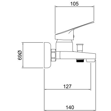 Spring Basic  Tepe Robot Duşu +  Basic Banyo Bataryası- 2 parça SET  , Parlak Krom