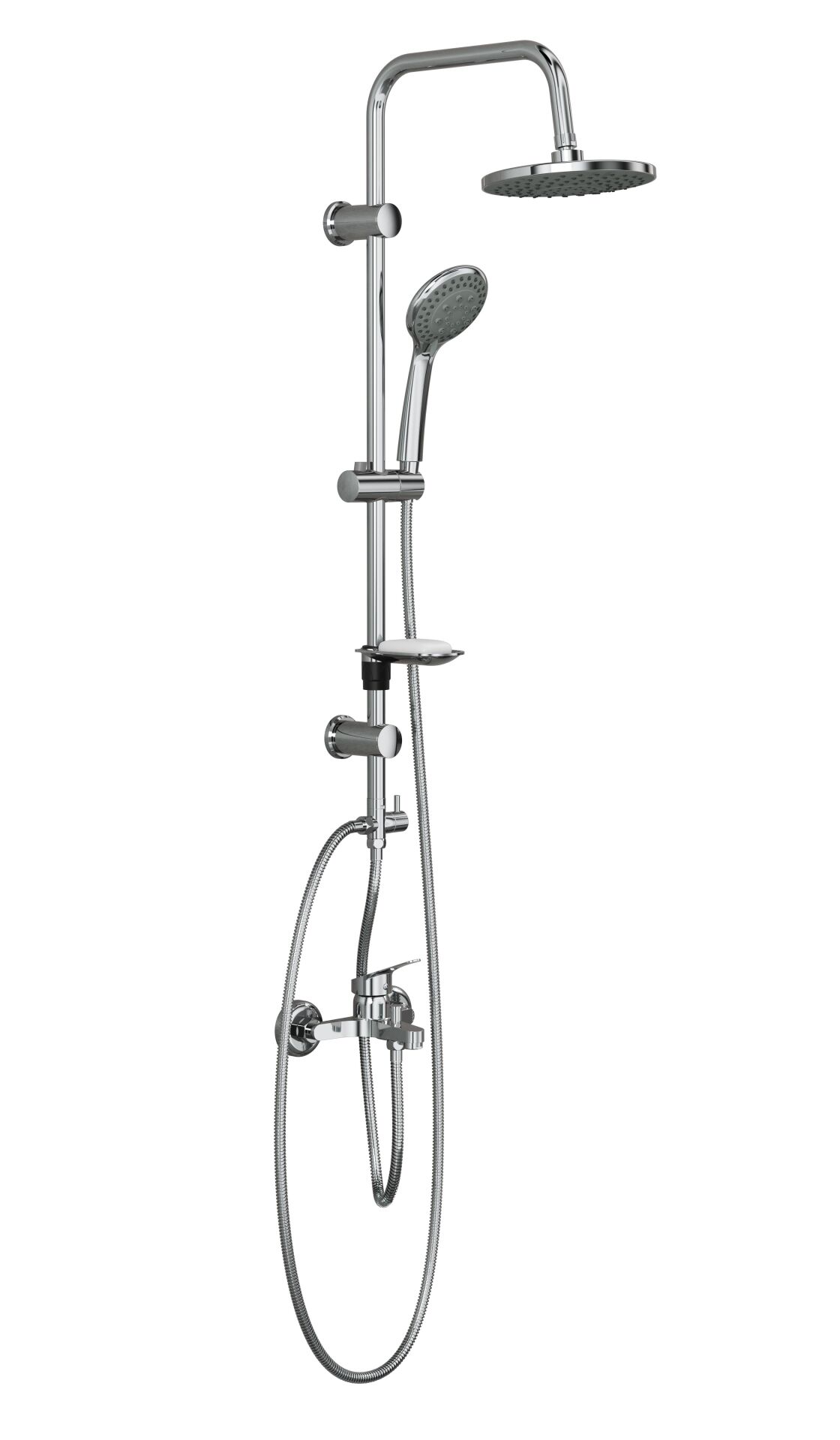 Spring Basic  Tepe Robot Duşu +  Basic Banyo Bataryası- 2 parça SET  , Parlak Krom
