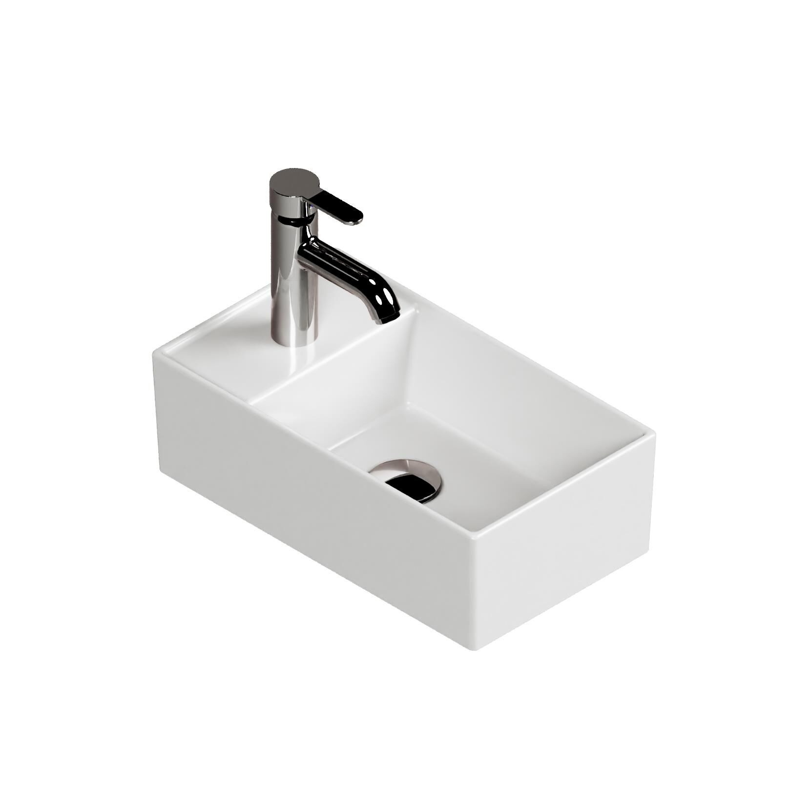 Plan Tezgah Üstü Kare Lavabo, 40x 22 cm. Beyaz