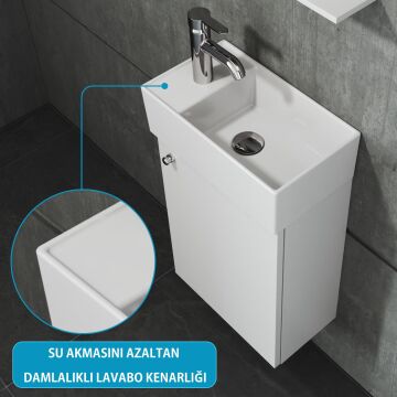 Plan Tezgah Üstü Kare Lavabo, 40x 22 cm. Beyaz
