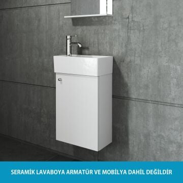 Plan Tezgah Üstü Kare Lavabo, 40x 22 cm. Beyaz