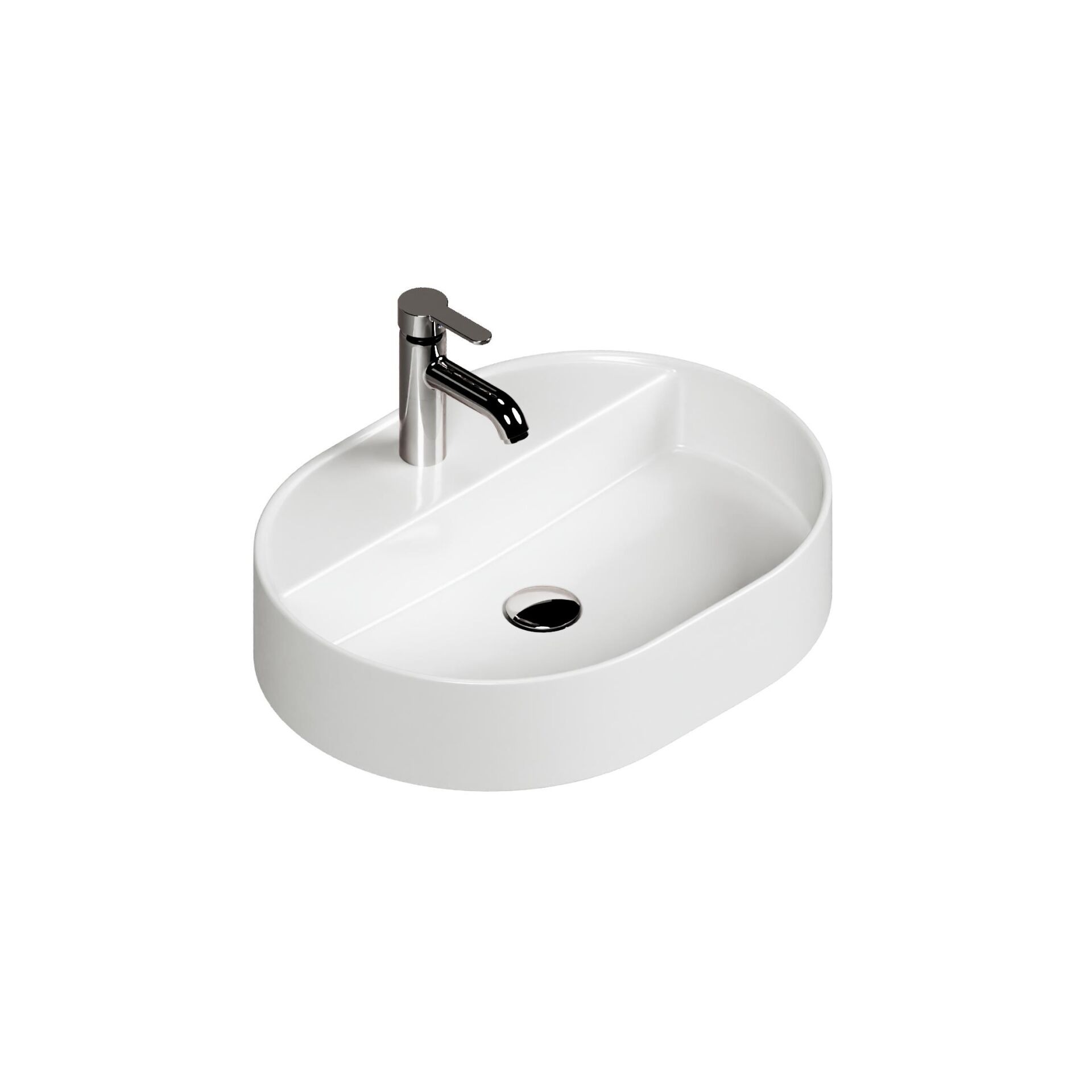 Bianzo Tezgah Üstü  Lavabo,Batarya delikli ,  55x 42 cm. Beyaz