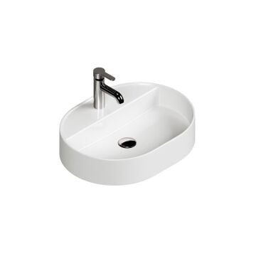 Bianzo Tezgah Üstü  Lavabo,Batarya delikli ,  55x 42 cm. Beyaz