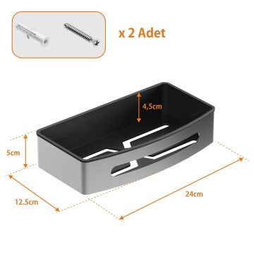 Aqua Bagno Smart Tekli Süngerlik 24 x 12,5 cm. , Parlak Krom