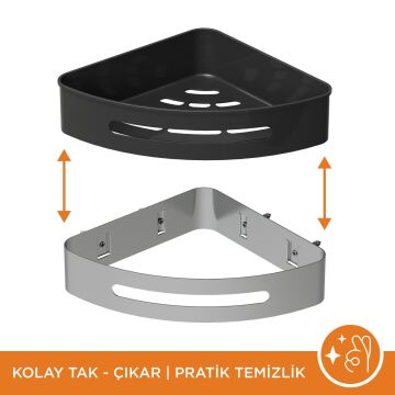 Aqua Bagno Smart  Köşe  Süngerlik 20x20  cm. , Parlak Krom