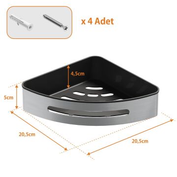 Aqua Bagno Smart  Köşe  Süngerlik 20x20  cm. , Parlak Krom