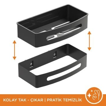 Aqua Bagno Smart Tekli Süngerlik 24x12,5 cm., Mat Siyah