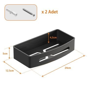 Aqua Bagno Smart Tekli Süngerlik 24x12,5 cm., Mat Siyah