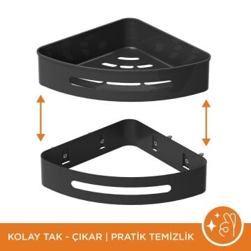 Aqua Bagno Smart Köşe  Süngerlik 20x20  cm. ,Mat Siyah