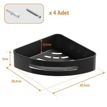 Aqua Bagno Smart Köşe  Süngerlik 20x20  cm. ,Mat Siyah