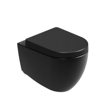 Aqua Bagno Voca  Asma Klozet 54 cm. , Mat siyah  -Set 2 parça -DP kapak dahil